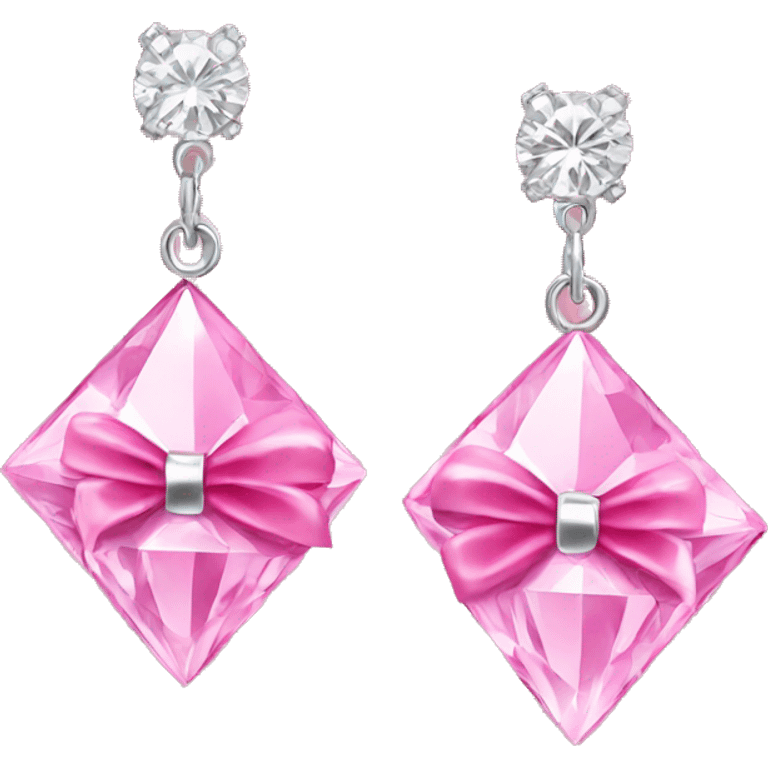 diamond earrings with a bow in pink emoji