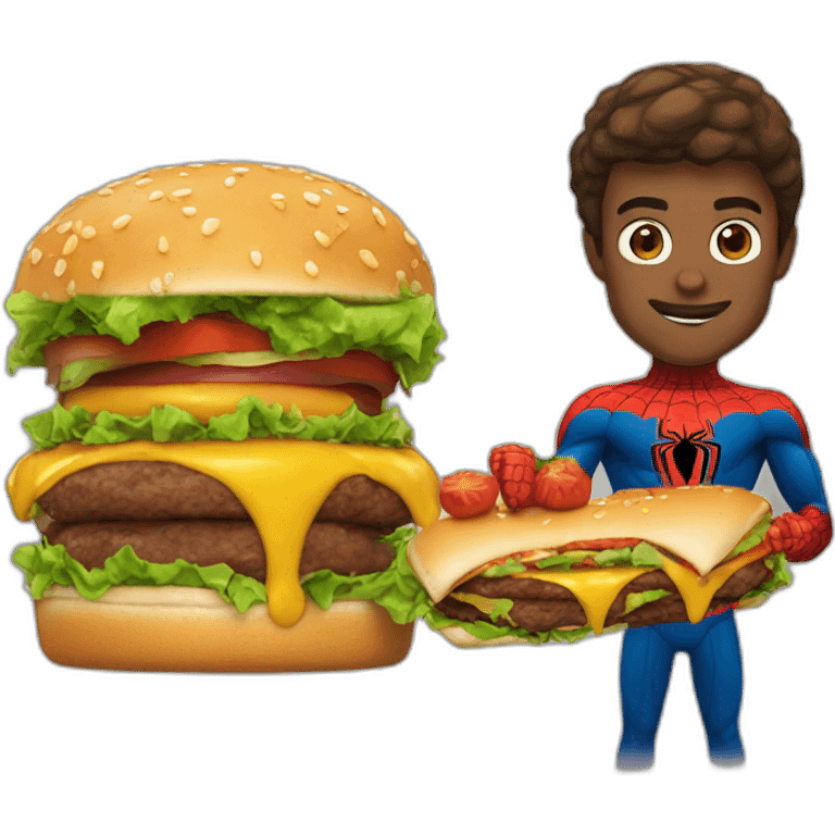 Spider-Man qui mange un hamburger emoji