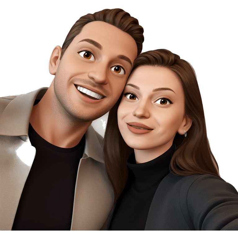 smiling couple selfie together emoji