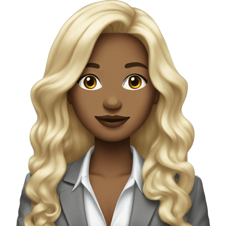 Blonde long hair Tiffany diamond seller in a grey suit emoji