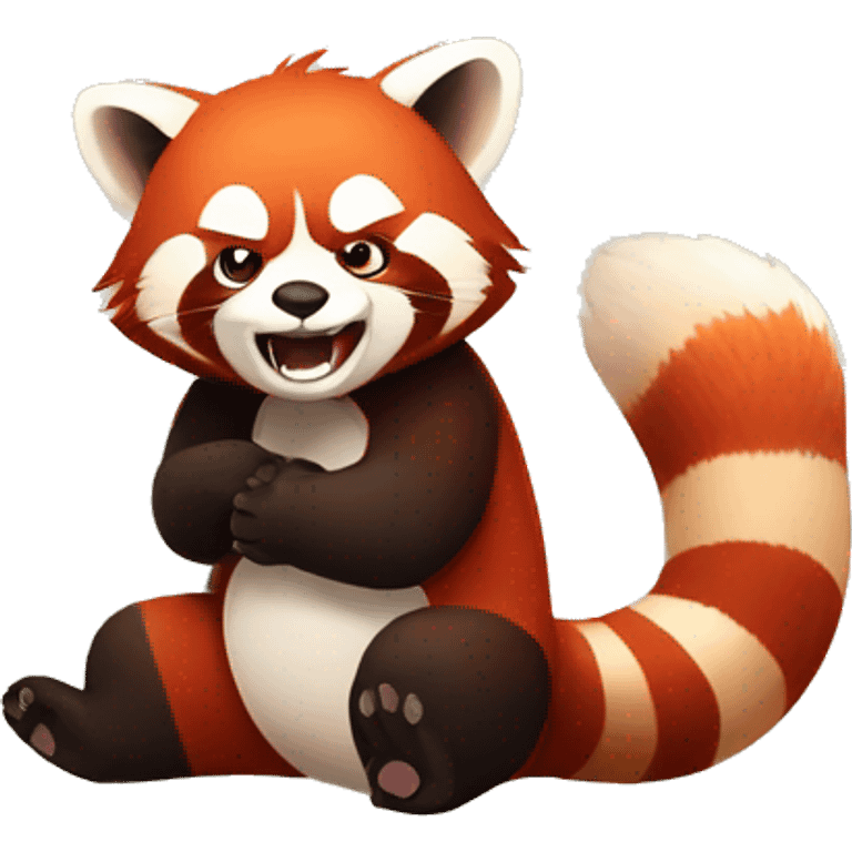 Red panda clenches his fist and is angry emoji