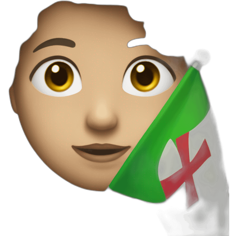 person holding a flag with a red triangle on the left and a green little cross in the middle the background is white. emoji