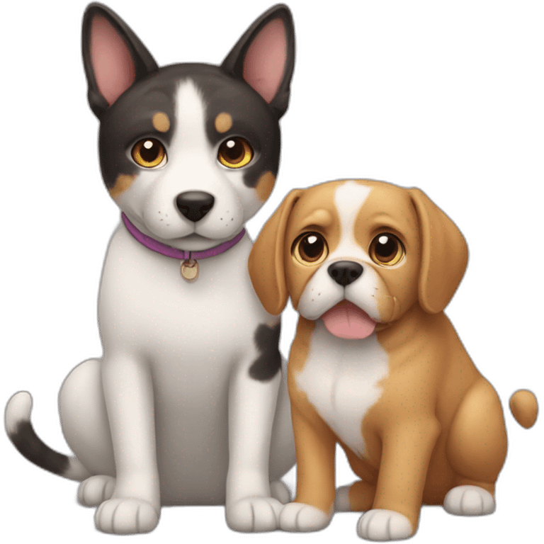 cat and dog together emoji