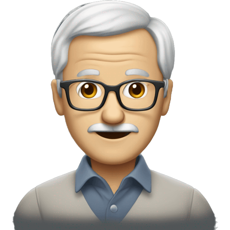 old man with gray, hair receding hairline, gray mustache, and glasses, loves coding emoji