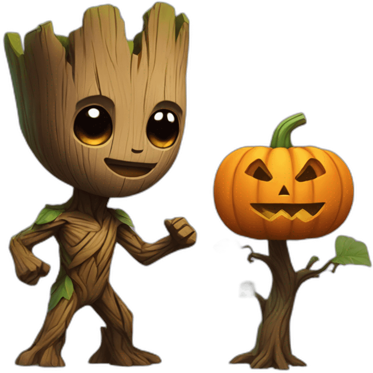 groot with pumpkin head emoji