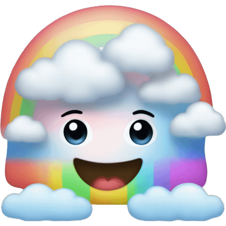 Blushing rainbow with clouds  emoji