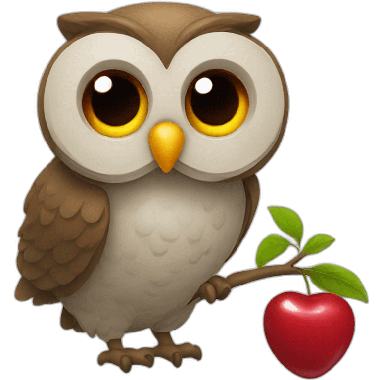 owl eating a cherry emoji