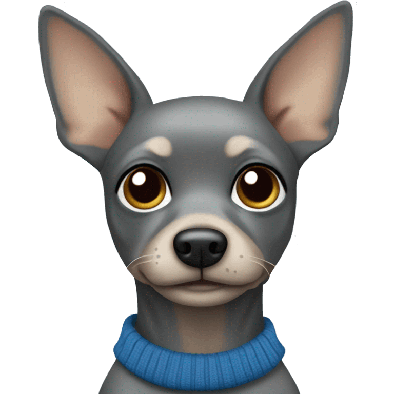 gray toy terrier in a blue sweater emoji