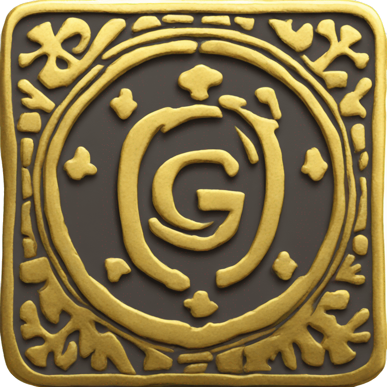 gold theme medieval token with GG inscription emoji