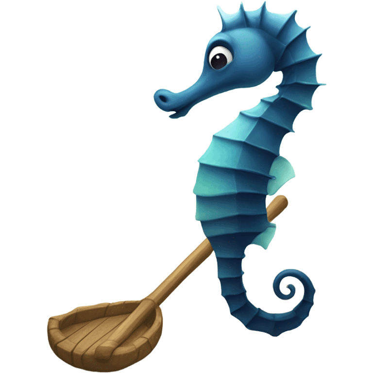 Seahorse holding an oar emoji