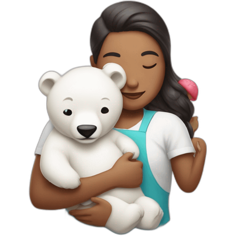 Man ice cream chef with black filipina with baby polar bear sleeping emoji