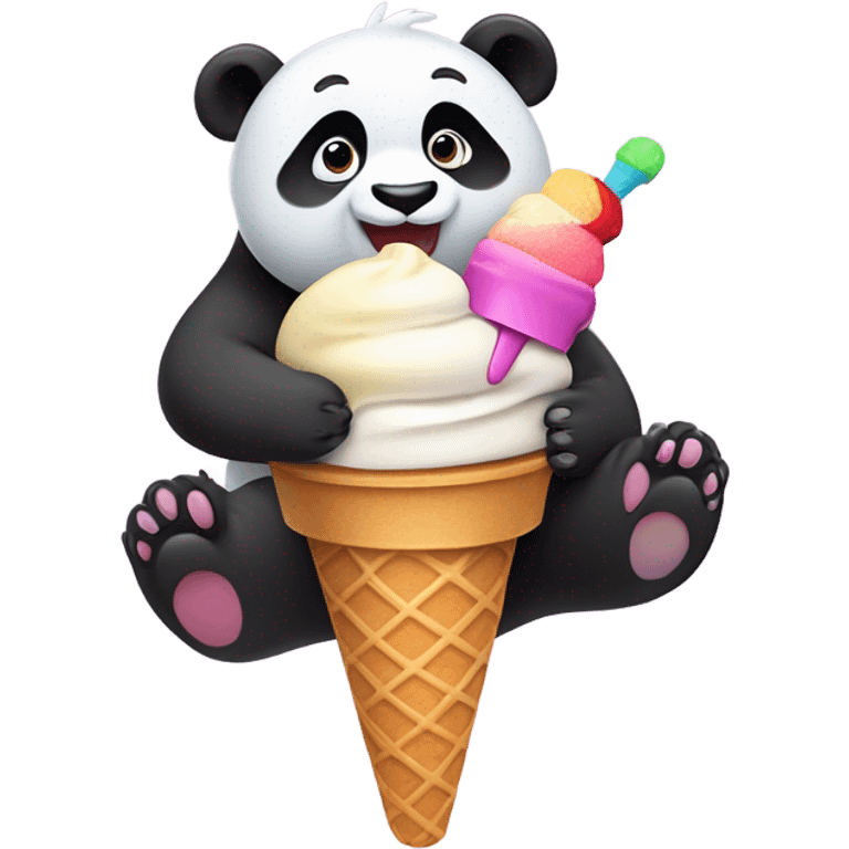 Panda eating ice cream emoji