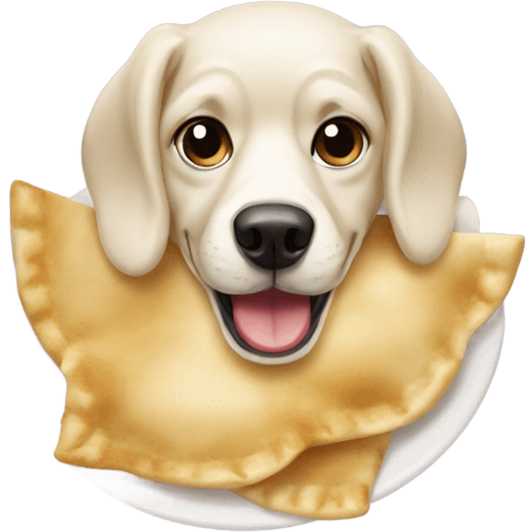 Polish dog eating pierogi emoji