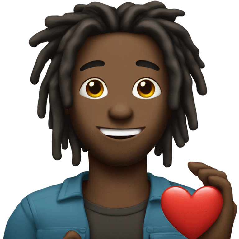 black guy with dreads and grillz holding up a heart with hands emoji