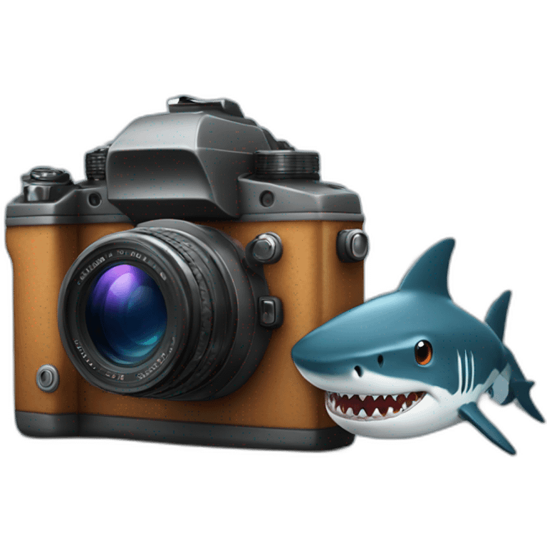 Camera with big shark emoji