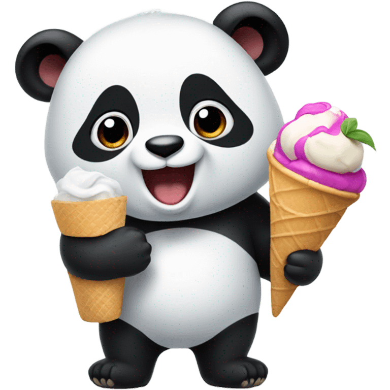 Panda eating ice cream emoji