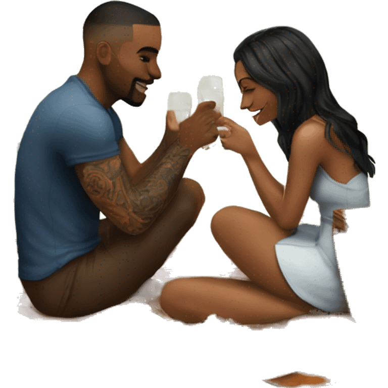 Romantic picnic date for beautiful tattooed couple emoji