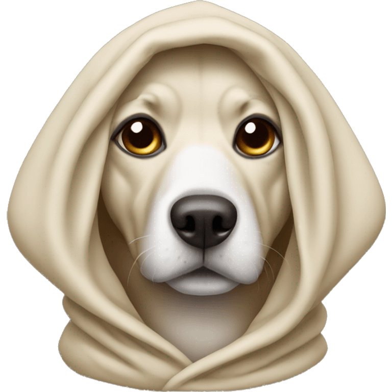 Dog wearing a hoodle emoji