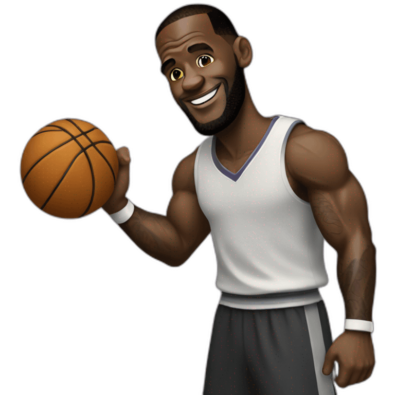 lebron with a movile charrier emoji