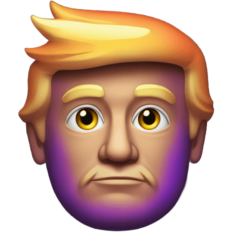 trump head on black background, warm purple, orange, yellow and violet light emoji