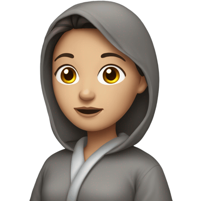 Brunette Girl in grey dressing gown emoji