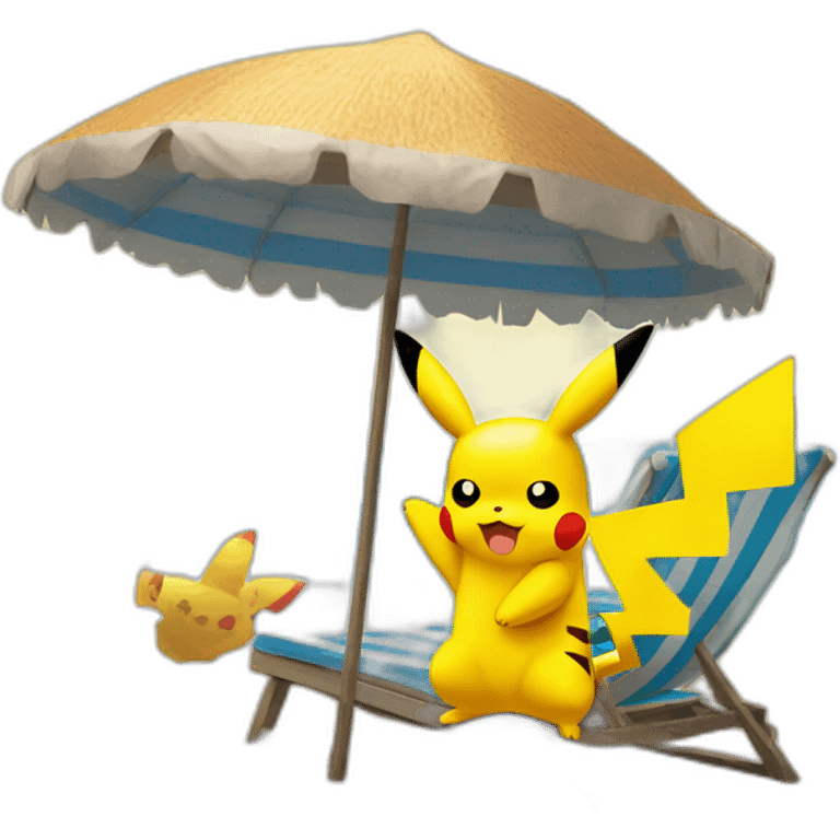 Pikachu at the beach emoji