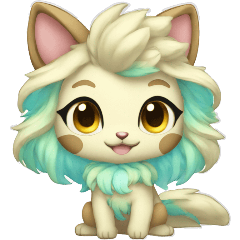 Cute Kawaii Chibi Anthro Sona Pretty Shiny Colorful Sparkly Fakemon Full Body emoji