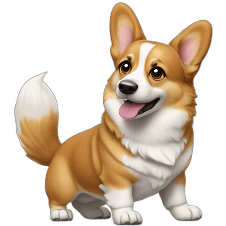 Corgi stands on his hind legs and his front legs are raised up emoji