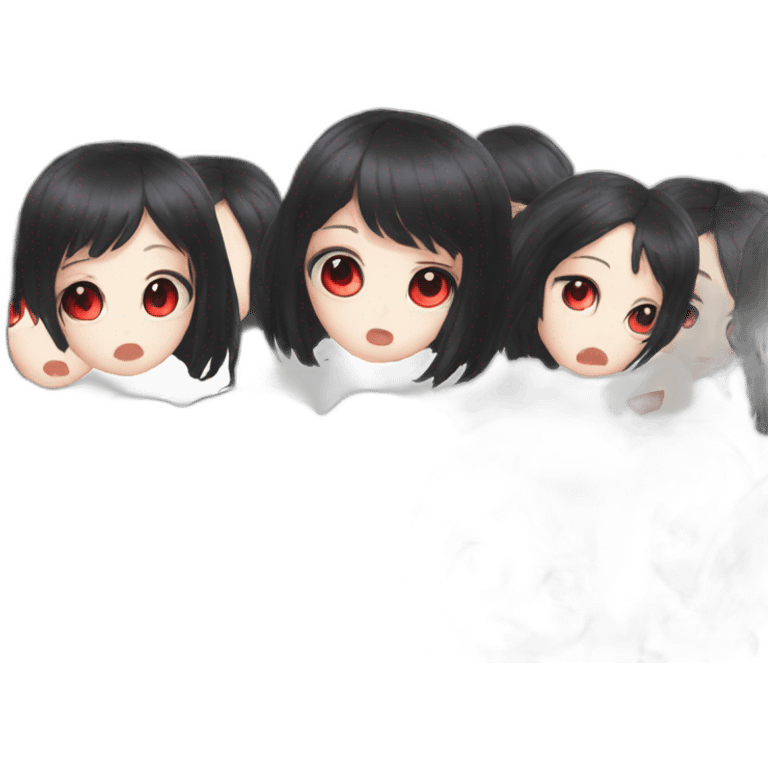 tomie girl black hair with red eyes emoji