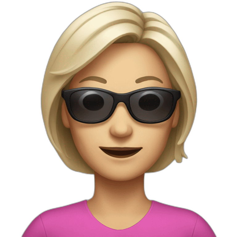 middle-aged woman with sunglasses doing gymnastics emoji