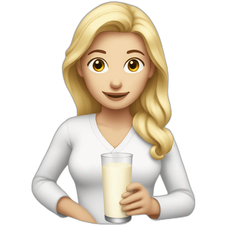 blonde woman holding milk emoji