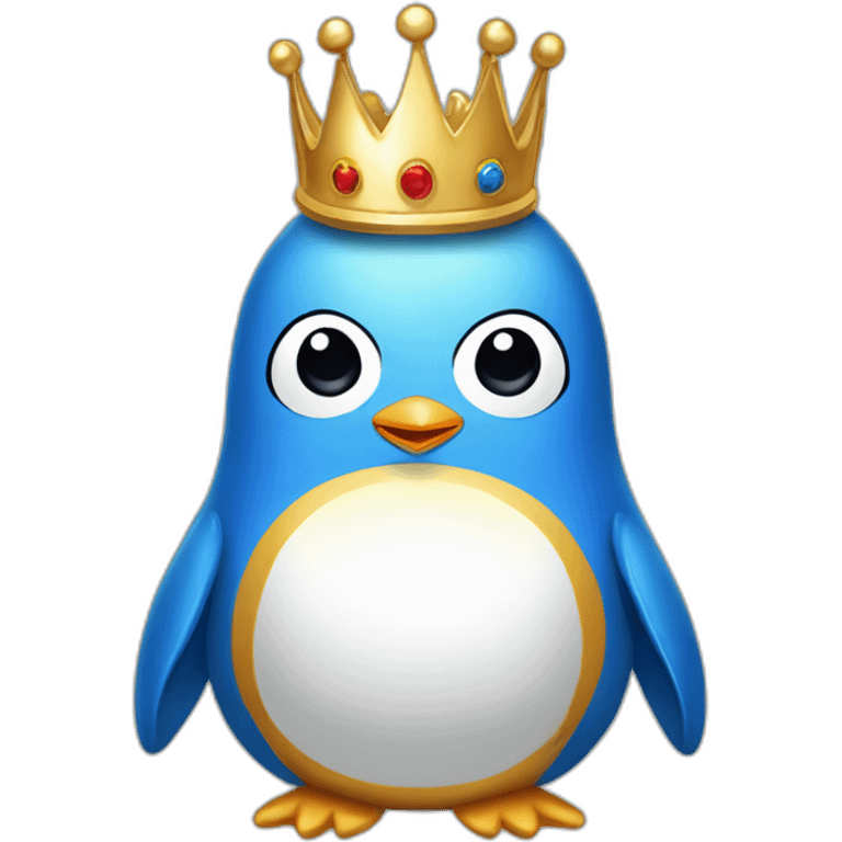 kawaï blue pudgy penguin wearing a golden crown emoji