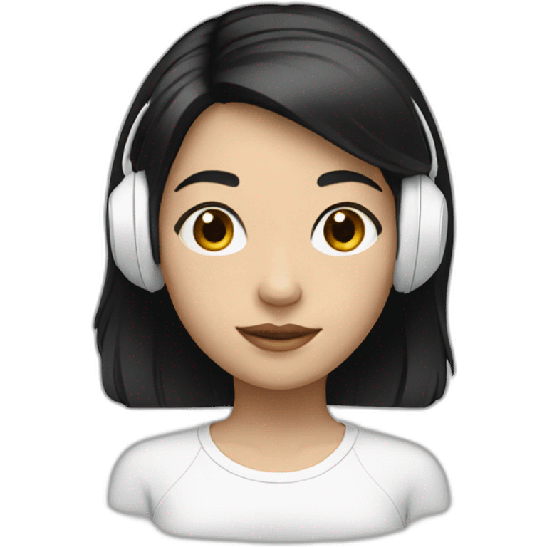 girl with black hair and white earphones emoji