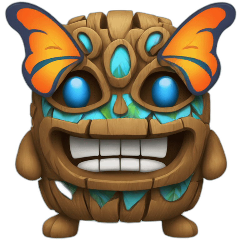 Tiki with colors blue and orange-butterfly-tornado-fun-love emoji