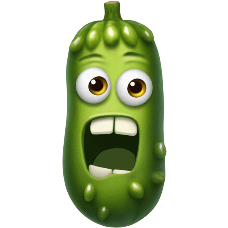 Pickle with a ‘yikes’ face emoji