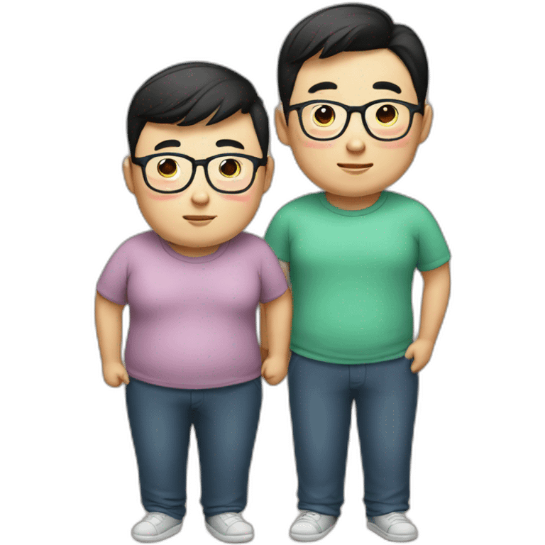 Chinese chubby gay couple with glasses emoji