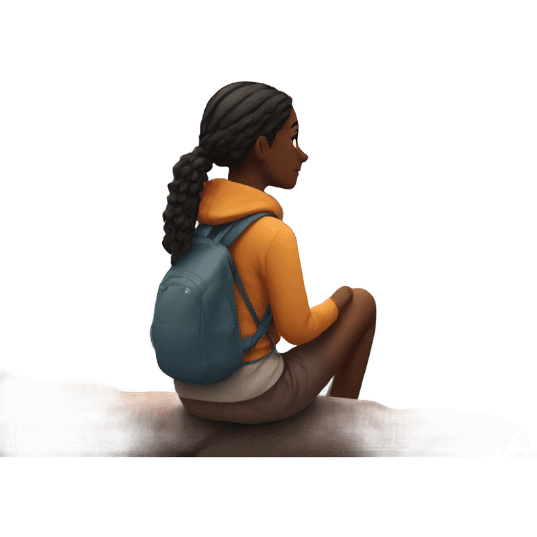 girl watching sunset in mountains  emoji