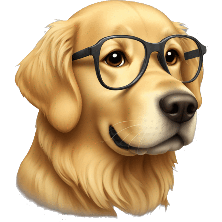 Golden retriever with glasses emoji