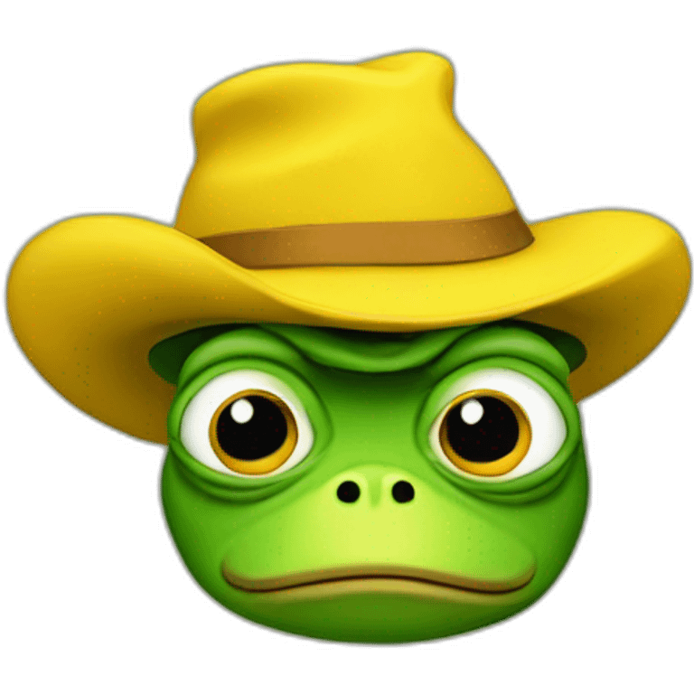 pepe the frog wearing a pointy yellow hat emoji