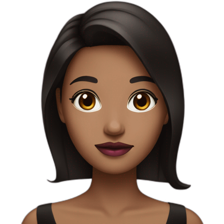 Girl with dark brown hair pink lipstick and black dress emoji