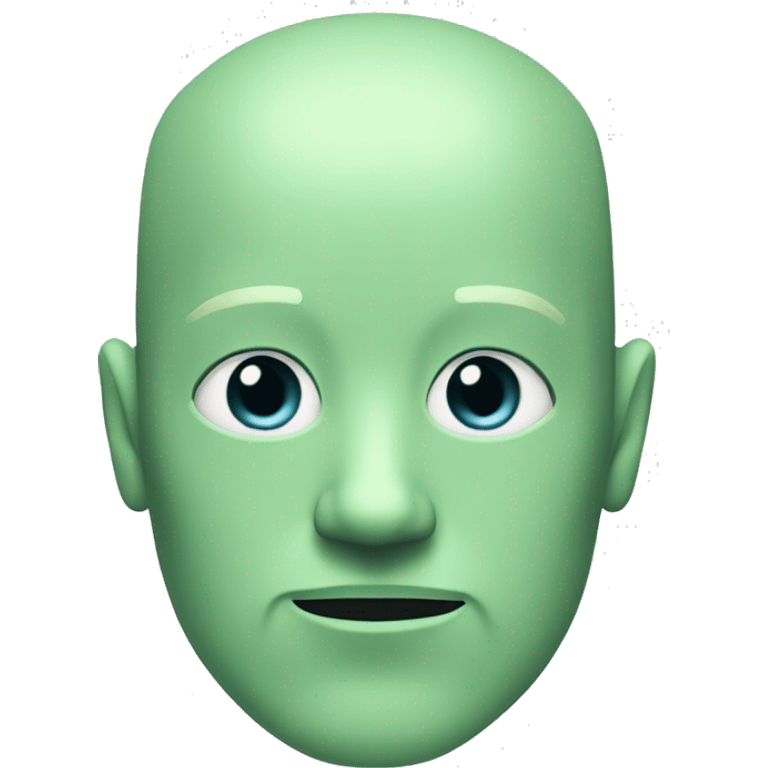 Pastel green bald male cyborg head with goatee emoji