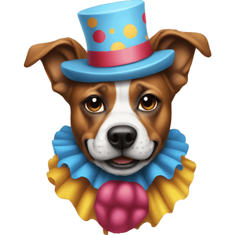 Dog wearing a clown customs emoji