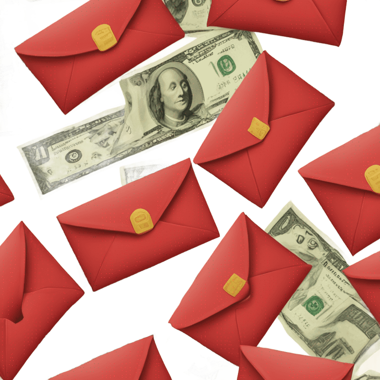 Contain money within red envelopes emoji