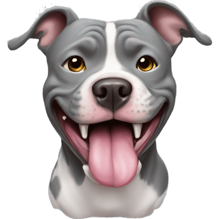 Grey Pitbull tongue out  emoji