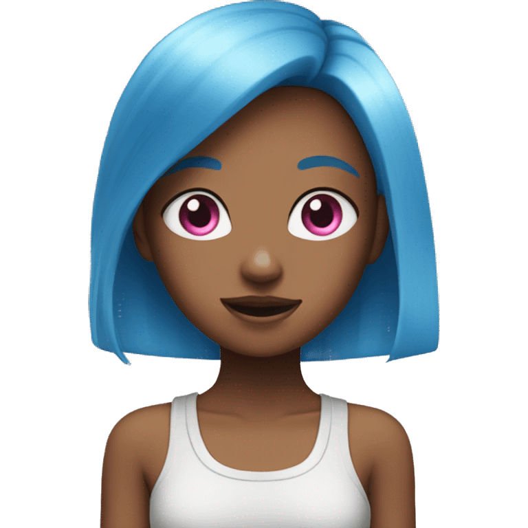 A girl with blue hair and pink eyes emoji