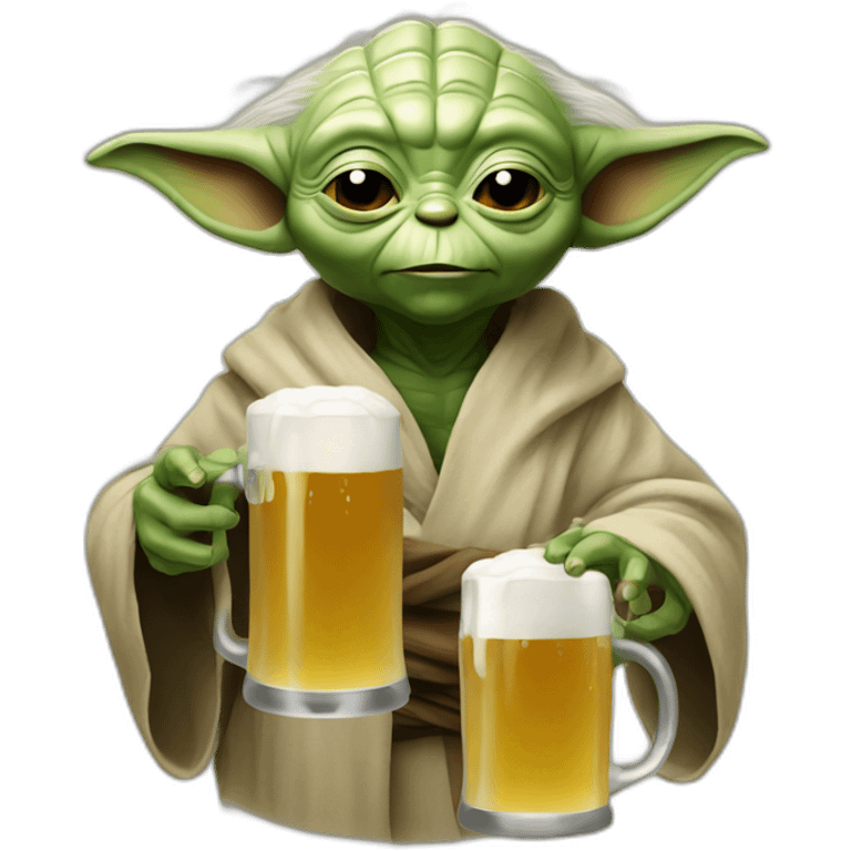 Yoda drinks a beer emoji