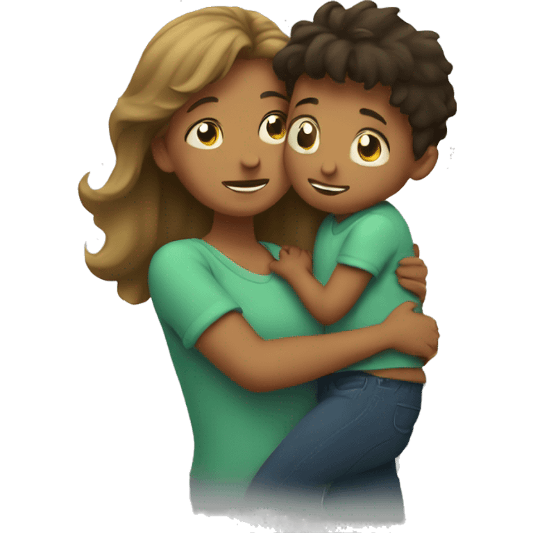 A mom hugging her son emoji