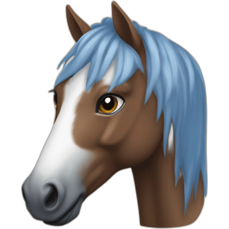 Cheval blanc et marron aux yeux bleus emoji