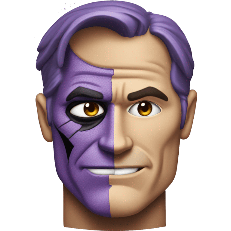 two-face, harvey dent, batman villian, right side of face purple emoji