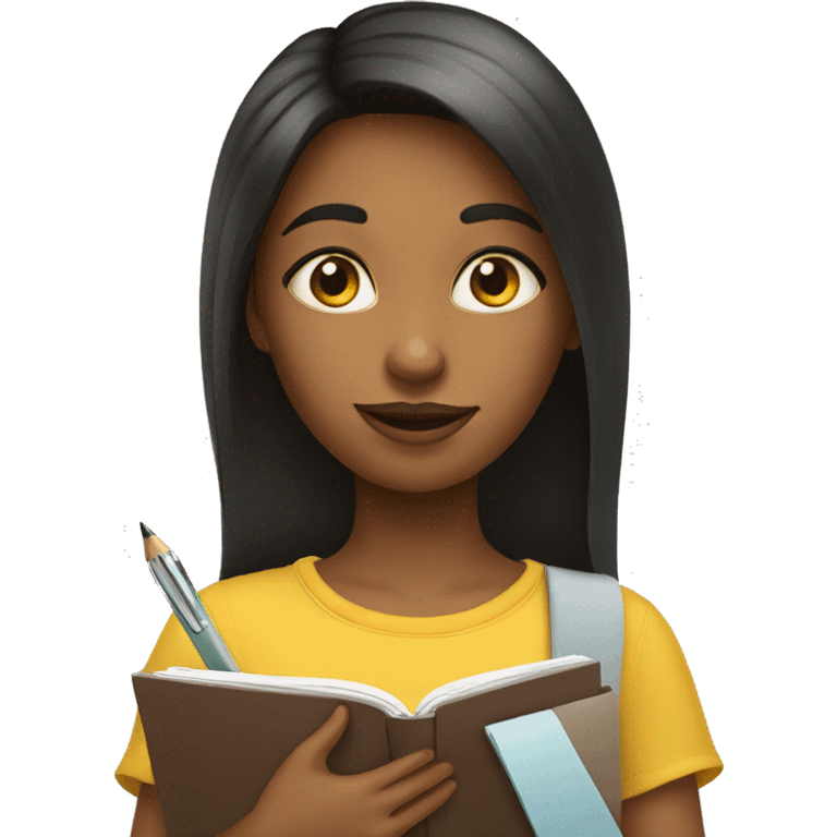 Girl with pen pencil book emoji